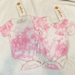 NEW Cat & Jack 2 pack short sleeve 100% cotton bodysuit‎ pink tie dye